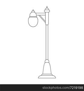 Street lamp. Contour vector illustration for scrapbooking, coloring books and creative design. Flat style.
