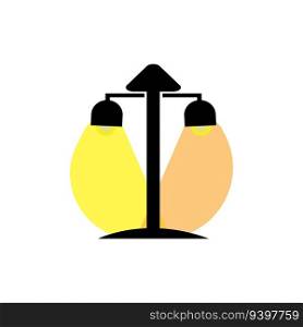 Street Lamp Logo, Lantern Lamp Vector, Lighting Classic Retro Design, Silhouette Icon Premium Template