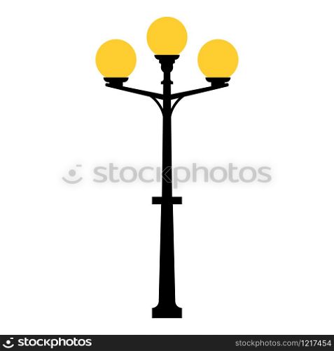 Street light black silhouette isolated on white background. Set of modern and vintage street lights. Elements for landscape construction. Vector illustration for any design.