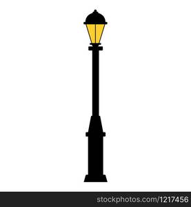 Street light black silhouette isolated on white background. Set of modern and vintage street lights. Elements for landscape construction. Vector illustration for any design.