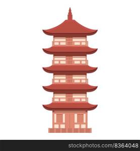 Street pagoda icon cartoon vector. China building. City temple. Street pagoda icon cartoon vector. China building