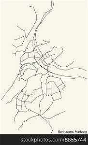 Street roads map of the RONHAUSEN DISTRICT, MARBURG