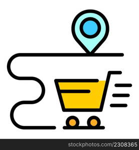 Street route home delivery icon. Outline street route home delivery vector icon color flat isolated. Street route home delivery icon color outline vector
