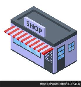 Street shop icon. Isometric of street shop vector icon for web design isolated on white background. Street shop icon, isometric style
