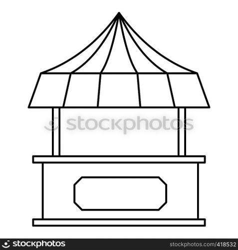 Street shopping counter with tent icon. Outline illustration of street shopping counter with tent vector icon for web. Street shopping counter with tent icon