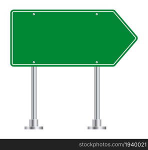 Street sign. Green highway road right direction pointer. Vector illustration.. Street sign. Green highway road right direction pointer.