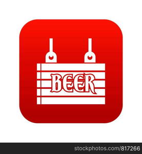 Street signboard of beer icon digital red for any design isolated on white vector illustration. Street signboard of beer icon digital red