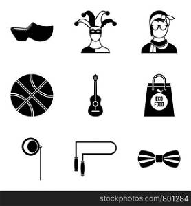 Street sport icons set. Simple set of 9 street sport vector icons for web isolated on white background. Street sport icons set, simple style