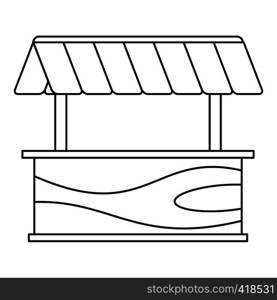 Street stall with awning icon. Outline illustration of street stall with awning vector icon for web. Street stall with awning icon, outline style
