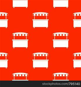 Street stall with awning pattern repeat seamless in orange color for any design. Vector geometric illustration. Street stall with awning pattern seamless