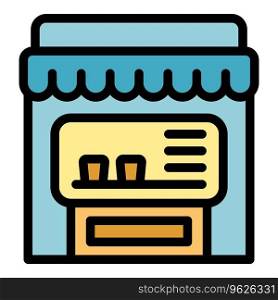Street sweet shop icon outline vector. Food machine. Cocoa fall color flat. Street sweet shop icon vector flat