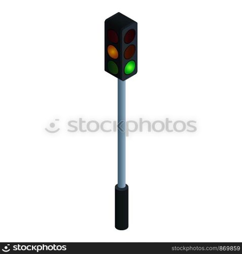 Street traffic lights icon. Isometric of street traffic lights vector icon for web design isolated on white background. Street traffic lights icon, isometric style