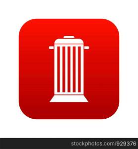 Street trash icon digital red for any design isolated on white vector illustration. Street trash icon digital red