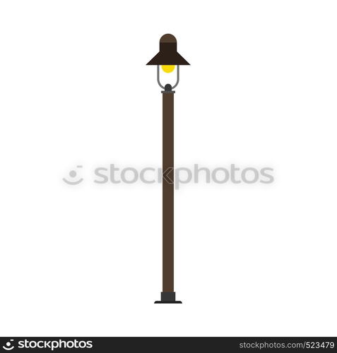 Street yellow light lamp city vector illumination post. Urban old exterior icon equipment highway