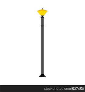 Street yellow light lamp city vector illumination post. Urban old exterior icon equipment highway