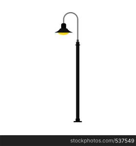 Street yellow light lamp city vector illumination post. Urban old exterior icon equipment highway