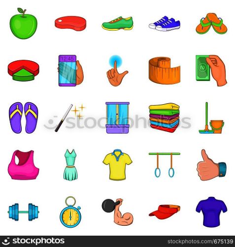 Strength icons set. Cartoon set of 25 strength vector icons for web isolated on white background. Strength icons set, cartoon style