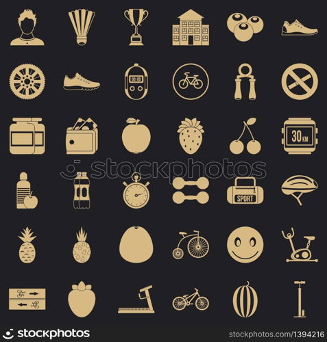 Strength icons set. Simple style of 36 strength vector icons for web for any design. Strength icons set, simle style