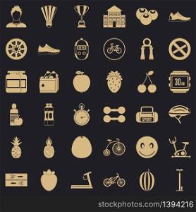 Strength icons set. Simple style of 36 strength vector icons for web for any design. Strength icons set, simle style