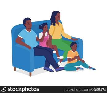 Strengthening relationships with kids semi flat color vector characters. Full body people on white. Watching movie together isolated modern cartoon style illustration for graphic design and animation. Strengthening relationships with kids semi flat color vector characters