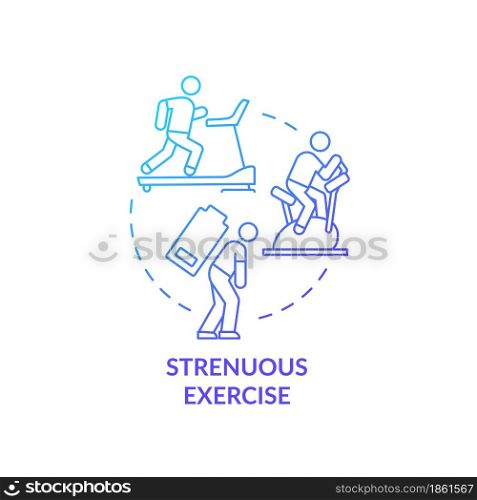 Strenuous exercise blue gradient concept icon. Intense activity requires additional fluid consumption. Rehydration abstract idea thin line illustration. Vector isolated outline color drawing.. Strenuous exercise blue gradient concept icon