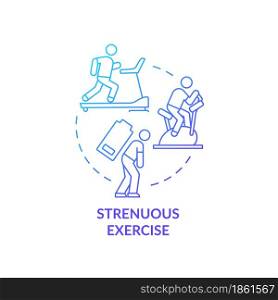 Strenuous exercise blue gradient concept icon. Intense activity requires additional fluid consumption. Rehydration abstract idea thin line illustration. Vector isolated outline color drawing.. Strenuous exercise blue gradient concept icon