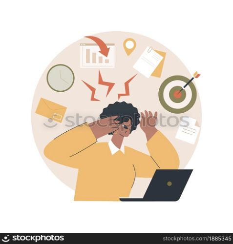 Stress abstract concept vector illustration. Acute mental disorder, work related anxiety, stress management technique, overworking, psychologist service, physical health risk abstract metaphor.. Stress abstract concept vector illustration.