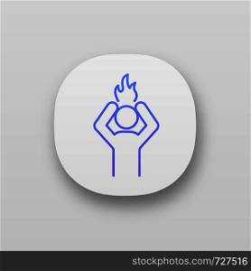 Stress app icon. UI/UX user interface. Frustration. Working burnout. Anger. Angry person. Emotional stress symptom. Web or mobile application. Vector isolated illustration. Stress app icon