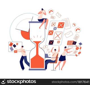 Stress deadline work. Office team characters, bad discipline and overtime. Frustrated emotional employee, late job abstract vector concept. Office deadline team, project work in time illustration. Stress deadline work. Office team characters, bad discipline and overtime. Frustrated emotional employee, late job abstract vector concept