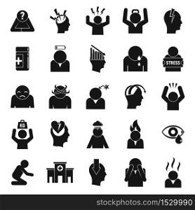 Stress icons set. Simple set of stress vector icons for web design on white background. Stress icons set, simple style