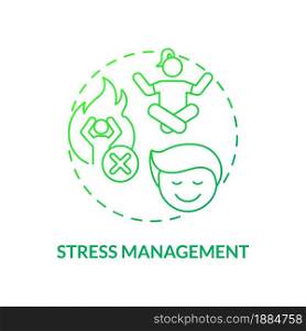 Stress management concept icon. Hypertension prevention tip abstract idea thin line illustration. Practicing yoga. Reduce cardiovascular risk. Combat anxiety. Vector isolated outline color drawing. Stress management concept icon
