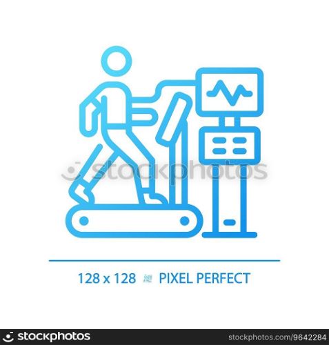 Stress test pixel perfect gradient linear vector icon. Cardiac health. Cardiovascular exercise. Physical exam. Thin line color symbol. Modern style pictogram. Vector isolated outline drawing. Stress test pixel perfect gradient linear vector icon
