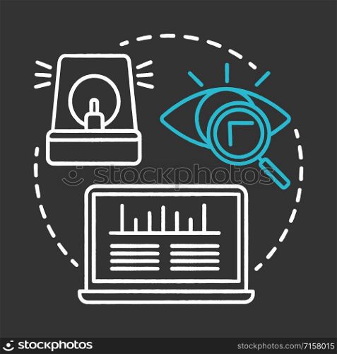Stress testing chalk concept icon. Software development stage idea thin line illustration. Application stability and reliability verification. IT project idea. Vector isolated chalkboard illustration