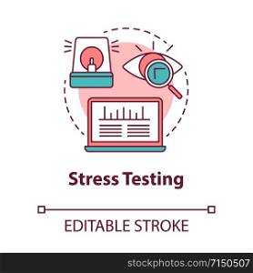 Stress testing concept icon. Software development stage idea thin line illustration. Application stability and reliability verification. IT project. Vector isolated outline drawing. Editable stroke
