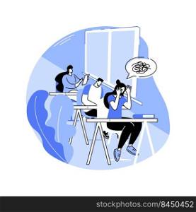 Stressed at the exam isolated cartoon vector illustrations. Stressed teenager passing exam, girl trying to remember information, educational process at university, student life vector cartoon.. Stressed at the exam isolated cartoon vector illustrations.