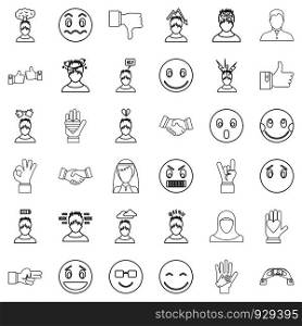 Stressed icons set. Outline style of 36 stressed vector icons for web isolated on white background. Stressed icons set, outline style