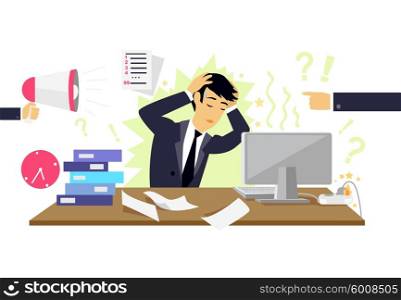 Stressful condition icon flat isolated. Stress health person, disorder and problem, businessman depression, mental attack psychological, busy and chaos illustration. Stressful condition concept