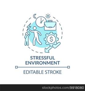 Stressful environment turquoise concept icon. Domestic violence. Emotional abuse at home. Child safety idea thin line illustration. Vector isolated outline RGB color drawing. Editable stroke. Stressful environment turquoise concept icon