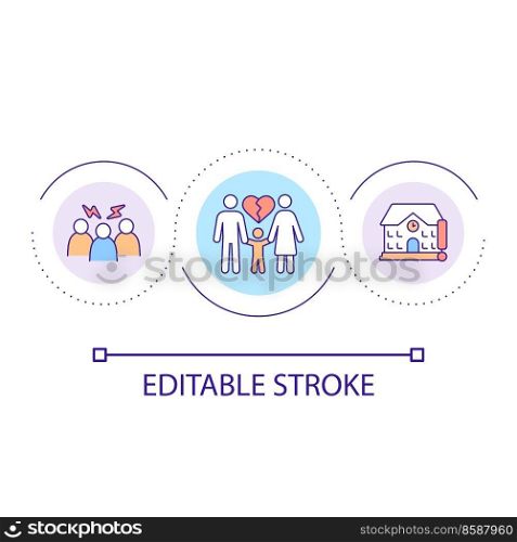 Stressful situations loop concept icon. Risk of conflicts appearance. Relations in society abstract idea thin line illustration. Isolated outline drawing. Editable stroke. Arial font used. Stressful situations loop concept icon
