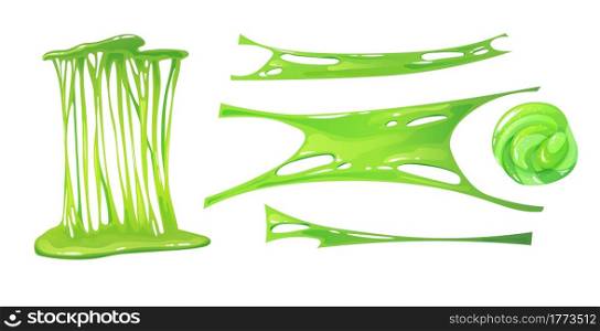 Stretched green slime. Kids? sensory toy. Cartoon vector illustration.