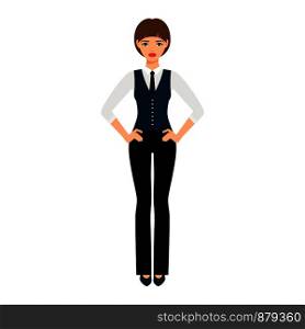 Strict girl manager isolated vector illustration on white background. Strict girl manager icon