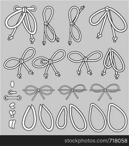 String Bow Flat Fashion Lacing kit vector elements