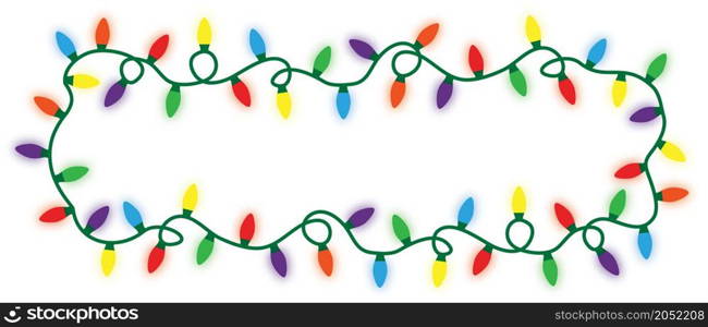 String lights. Party lights. Light effects. Glowing light bulbs lights. Fun celebration for xmas, festive, happy new year, birthday, bday. Vector red yellow green purple violet Orange gold. Garland