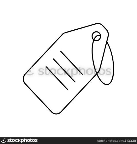 String tag line icon, thin contour on white background. String tag line icon