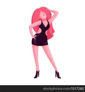 Strip dancer flat color vector faceless character. Alluring dance attractive performer. Glamour girl dancing in nightclub isolated cartoon illustration for web graphic design and animation