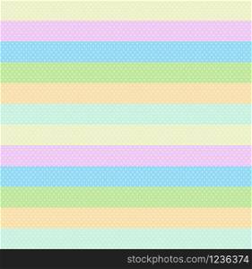 Stripe Background of Pastel Baby Colors and Polka Dots. Seamless Horizontal Pinstripe Pink Blue Green Orange and Yellow Palette for Wallpaper Scrapbook, Cute Textile Child Pattern. Illustration. Stripe Background of Pastel Baby Colors Polka Dots