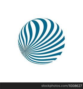 Striped 3d shape sphere globe logo. vector. Striped 3d shape