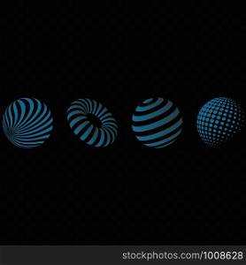Striped 3d shapes logo set gradient colors. Striped 3d shapes