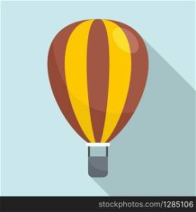 Striped air balloon icon. Flat illustration of striped air balloon vector icon for web design. Striped air balloon icon, flat style