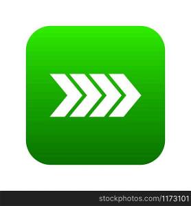 Striped arrow icon digital green for any design isolated on white vector illustration. Striped arrow icon digital green